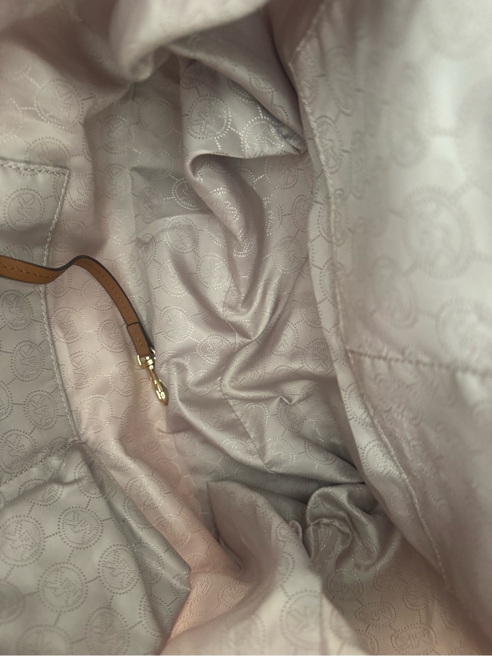 Michael Kors Beige Nylon Tote with Brown Leather Trim and Gold Hardware - Picture 10 of 14